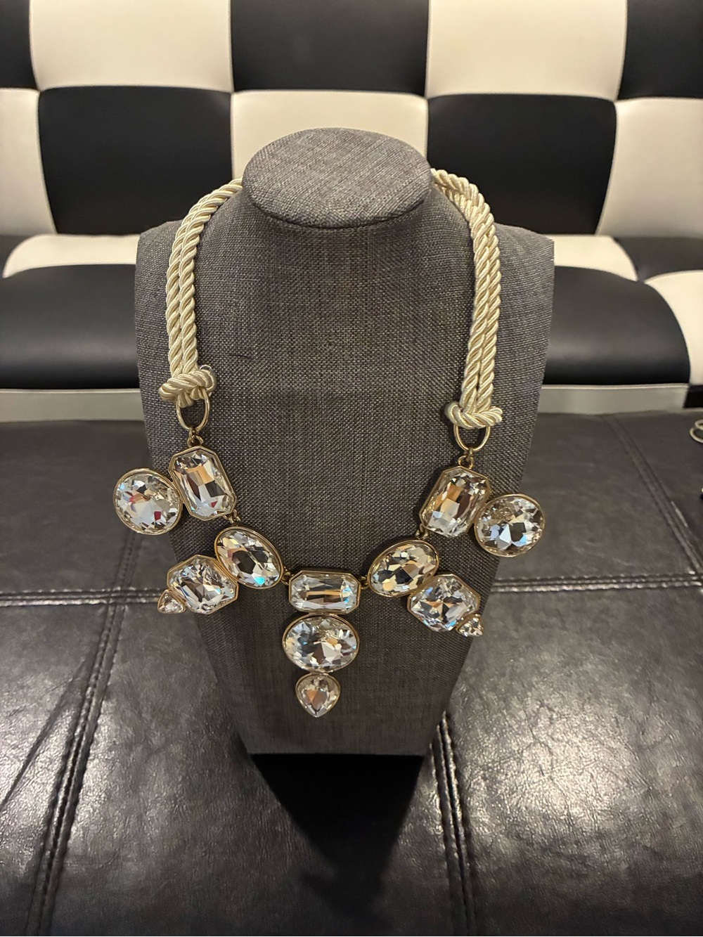 Crystal Statement Necklace in Ivory and Clear Stones